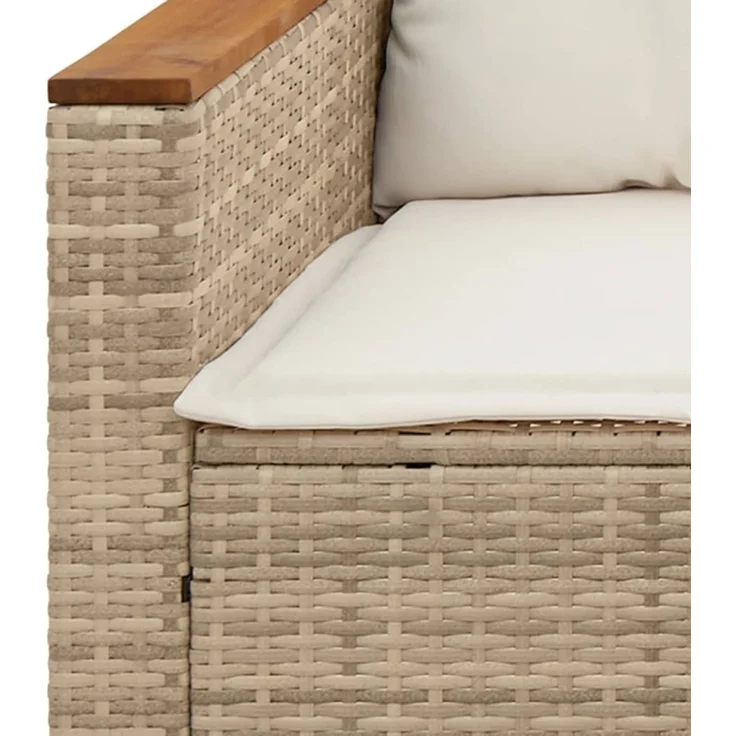 vidaXL Gartensofa mit Kissen 3-Sitzer Beige Poly Rattan 365831 – Bild 6