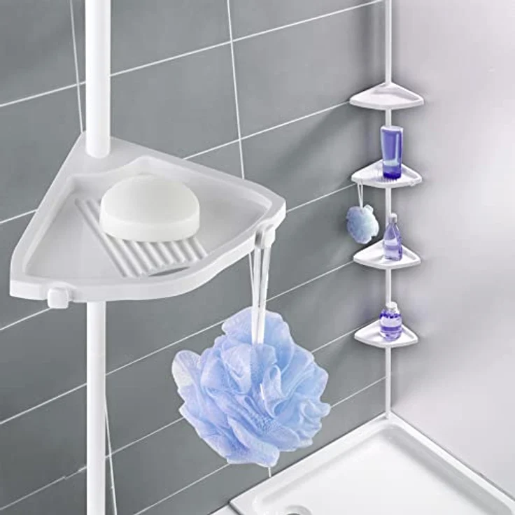 Wenko Teleskop-Duschecke Easy Aluminium, weiß, 4 Ablagen – Bild 8