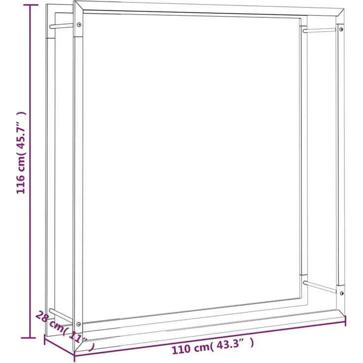 vidaXL Brennholzregal Mattschwarz 110x28x116 cm Stahl 350310 – Bild 5
