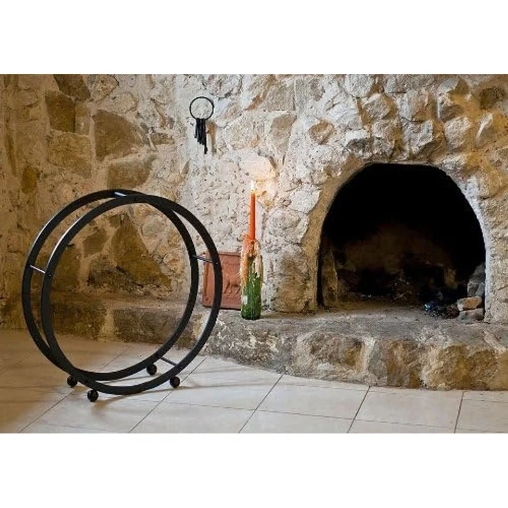 Kaminholzregal Kaminholzständer Rund D-70cm Schwarz Holzkorb Kaminholzhalter Holzregal – Bild 5