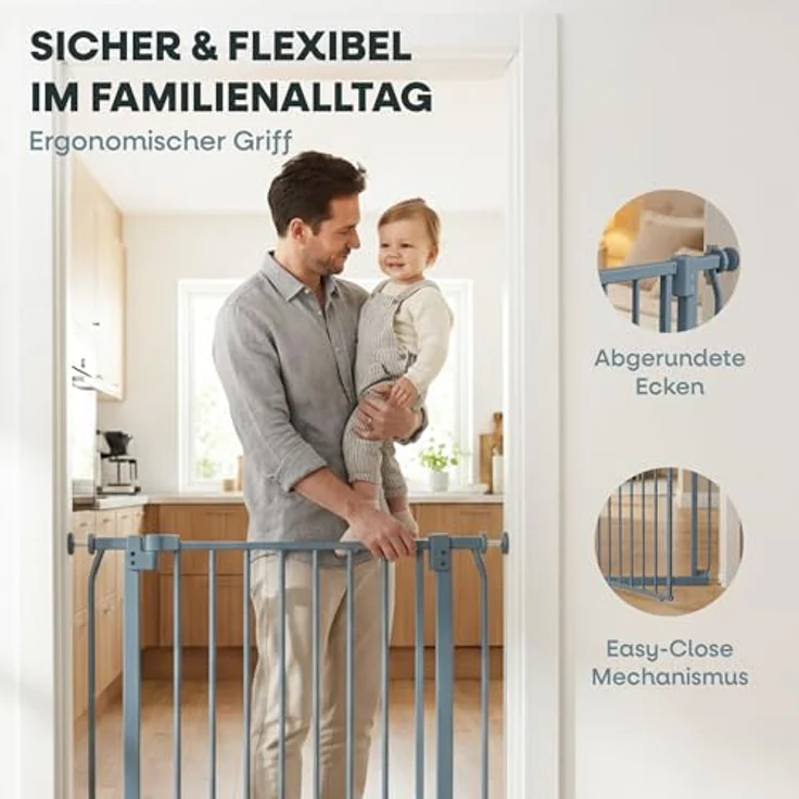 Safetots Elite Sicherheitsschutzgitter, 80cm - 89cm, Mattgrau, Treppenschutzgitter mit Druckmontage, Sicherheitsbarriere, Einfache Installation – Bild 6