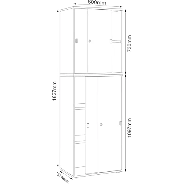 MID.YOU Schuhschrank, Anthrazit/Honigeiche, mit 3 Fächern, stehend, 60x183x37 cm, Garderobe für Schuhaufbewahrung – Bild 3