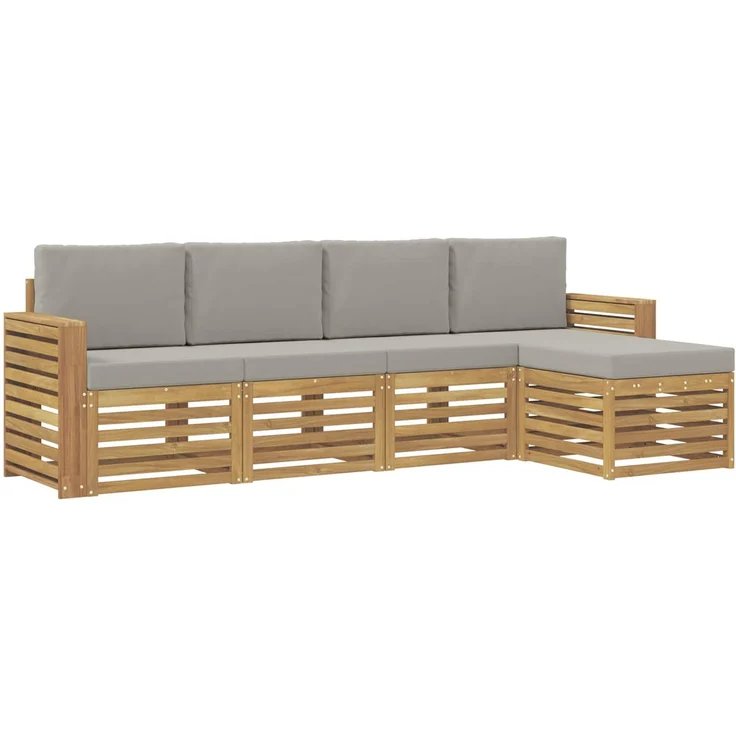 vidaXL Outdoor-Sofagarnitur 5 stk. 5-Sitzer Weiß und Hellgrau 3391681 – Bild 2