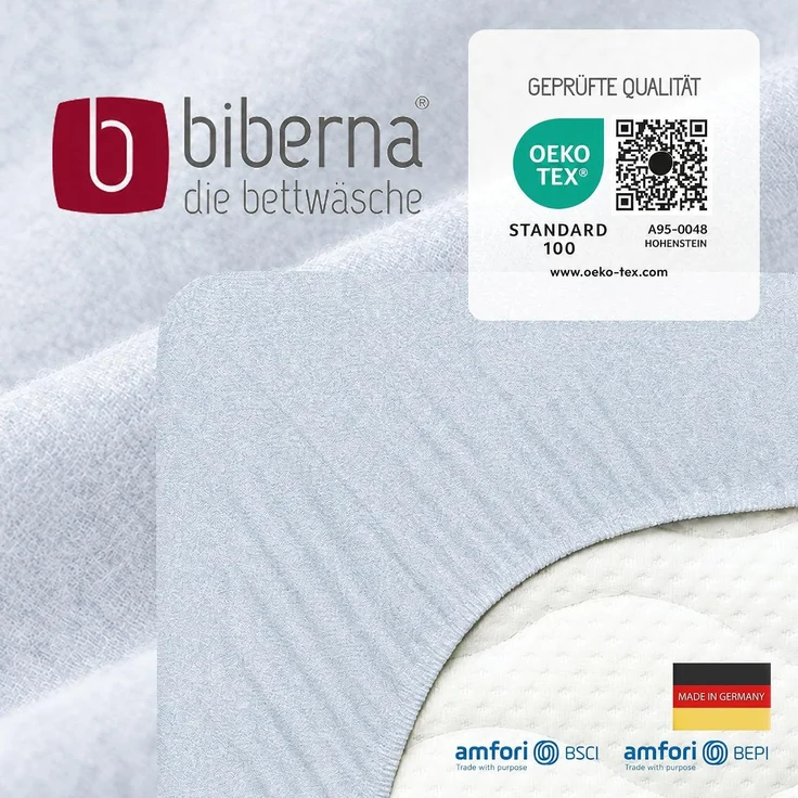 biberna Melange-Flanell Spannbetttuch 0841380 MELANGE UNI, ciel, 1x 140x200 cm - 160x200 cm – Bild 6