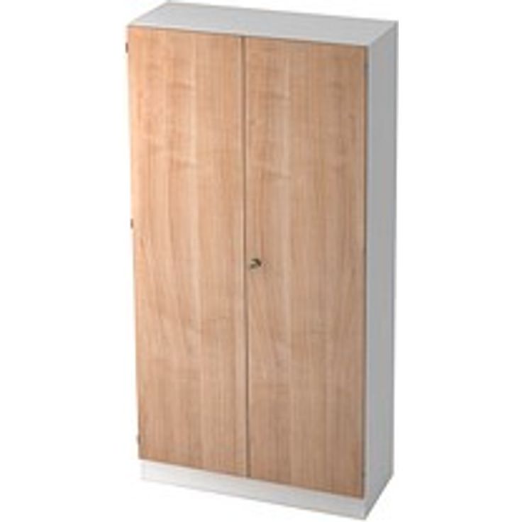 HAMMERBACHER Aktenschrank 6910, V6910/W/N/SG, abschließbar, 4 Fachböden, Weiß/Nussbaum, 100,0 x 42,0 x 200,4 cm