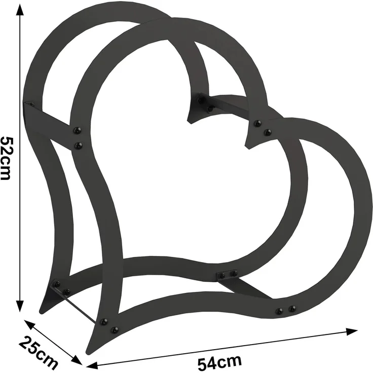 DanDiBo Kaminholzregal Innen Metall Schwarz Stehend Herz 52 cm Kaminholzständer 96469 Kaminholzhalter Brennholzregal Feuerholzregal – Bild 2