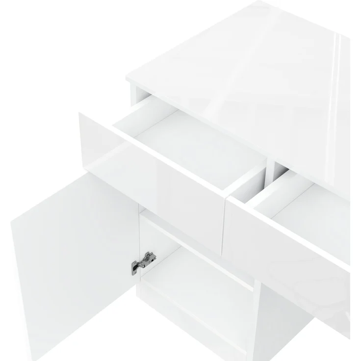 ZUBALIYA Hochglanz Schreibtisch 120 x 50 cm mit LED-Beleuchtung, 2 Schubladen & 1 Tür, großer Computertisch und Schminktisch, Moderner Arbeitsplatz für Homeoffice und Schlafzimmer – Bild 13