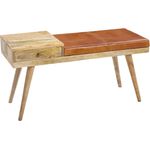 Wohnling Polster-Sitzbank mit Stauraum SALIM, Ziegenleder / Massivholz, 100 x 52 x 38 cm