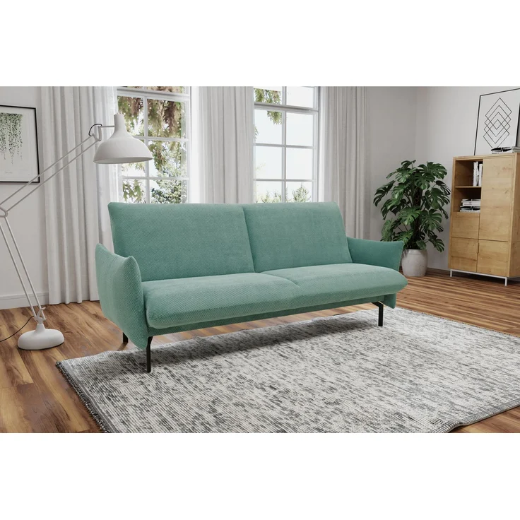 DOMO. collection Sofa 700 003, 2-Sitzer Liege, Rechteckig, Schlaffunktion, Füße mit Filzgleitern, 2er Couch, Polstergarnitur, 234 x 95 x 102 cm (BxTxH), mint – Bild 1