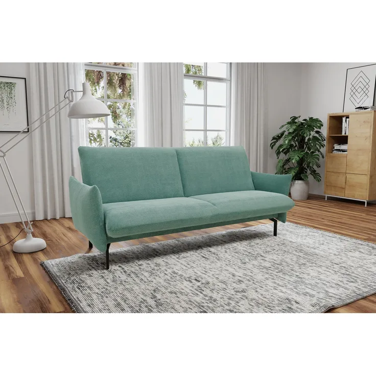DOMO. collection Sofa 700 003, 2-Sitzer Liege, Rechteckig, Schlaffunktion, Füße mit Filzgleitern, 2er Couch, Polstergarnitur, 234 x 95 x 102 cm (BxTxH), mint