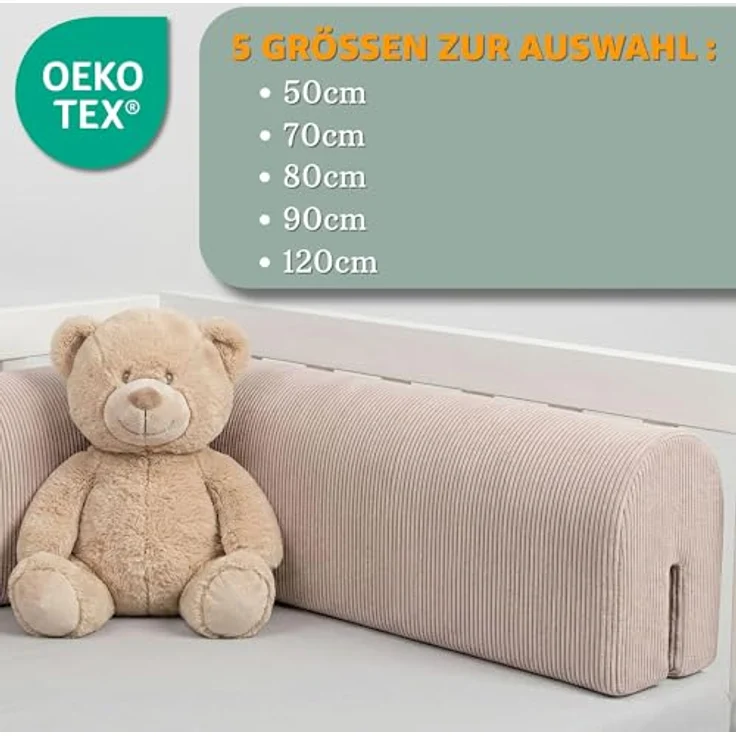 Bettkantenschutz für Kinderbetten 80 cm - Schutz für Bettrahmen Baby Bett rausfallschutz für boxspringbett bettgitter mit Minky Bezug Kantenschutz Kinder Babybett Jeansfar – Bild 4
