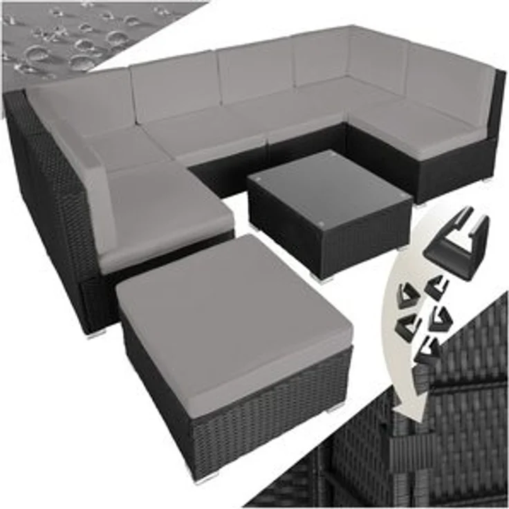 tectake Loungeset Rattan Lounge, (Set, 8-tlg), für 6 bis 7 Personen – Bild 6