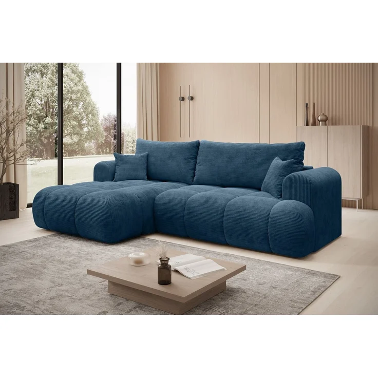 thematys Ecksofa TREVIO 260 x 165 cm, mit Schlaffunktion, mit Bettkasten, Blau (Poso 05), Ausrichtung links – Bild 2
