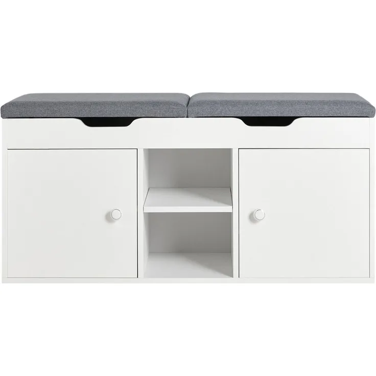 SoBuy FSR96-W Schuhbank, Spanplatte, Melamin, Weiß, 100 x 48 x 34 cm