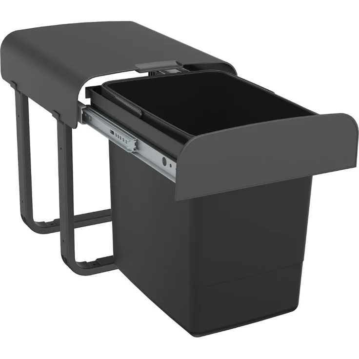 EKOTECH Abfallsammler ALADIN 15 (1x15) Liter mit Vollauszug, Orion Grey / ab 40 cm Schrankbreite / Abfalleimer