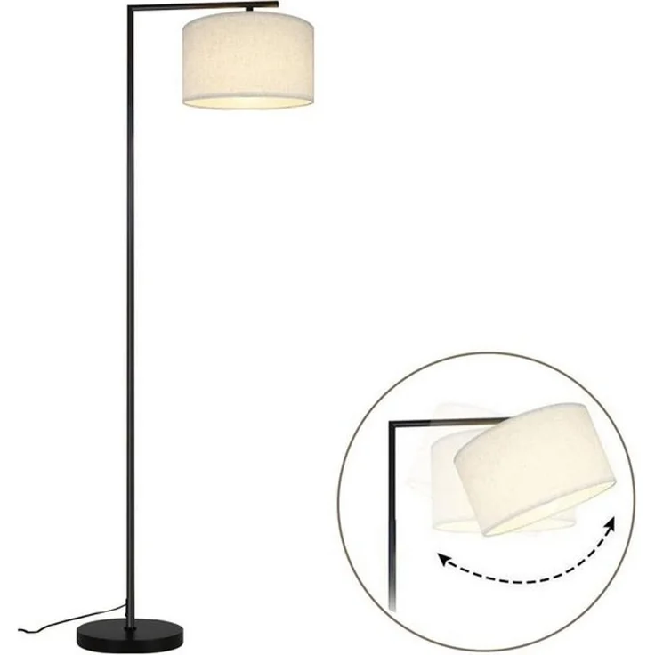 Nettlife Stehlampe Wohnzimmer Vintage Weiß/Schwarz Stoffschirm E27 Bogenlampe Leselampe, mit Fußschalter, LED wechselbar, Schlafzimmer Wohnzimmer Arbeitszimmer – Bild 4