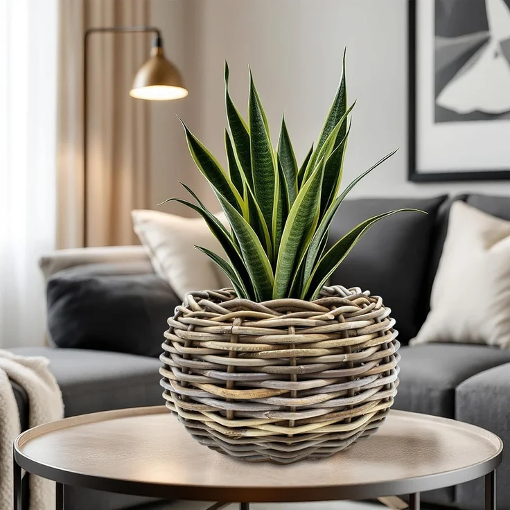 Spetebo Blumentopf Rattan Pflanztopf mit Kunststoff Einsatz (Anzahl, 1 St, Stück), mit 100 % wasserdichtem Innenkübel – Bild 7
