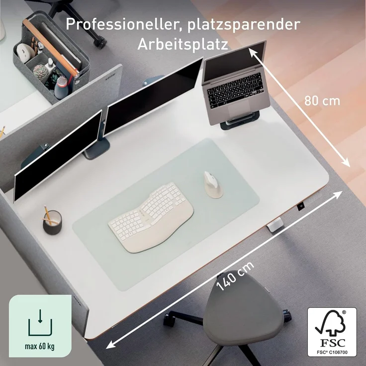 Leitz Ergo Schreibtisch 140x80 cm elekt. höhenverstellbar Erinnerungsf – Bild 4
