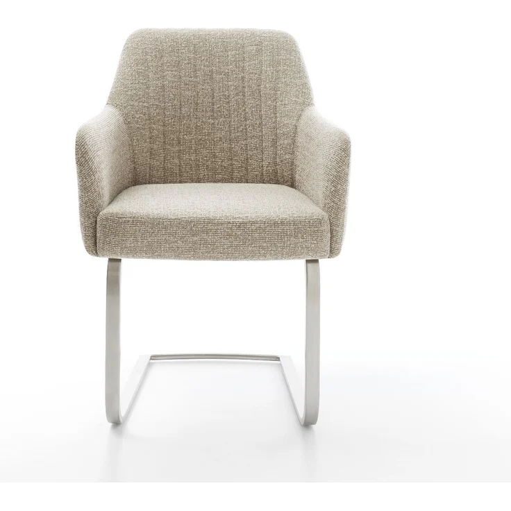 Freischwinger Greg-Flex Webstoff Soft Beige Freischwinger flach Edelstahl Taschenfederkern – Bild 2