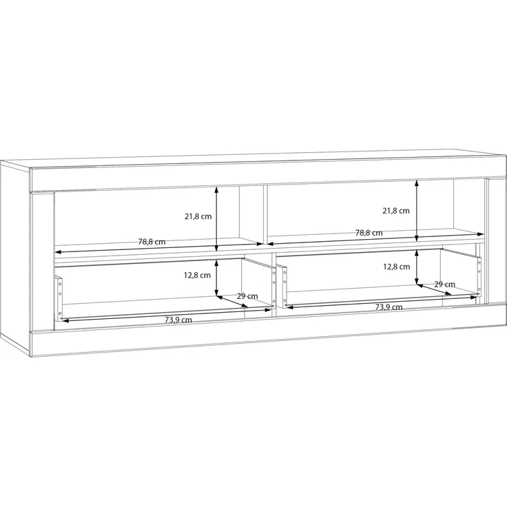 Lowboard >LEFKADAS< 2 Schübe, Weiss / Mauvella Eiche Dekor - 175,4x61,6x41,4cm (BxHxT) – Bild 7