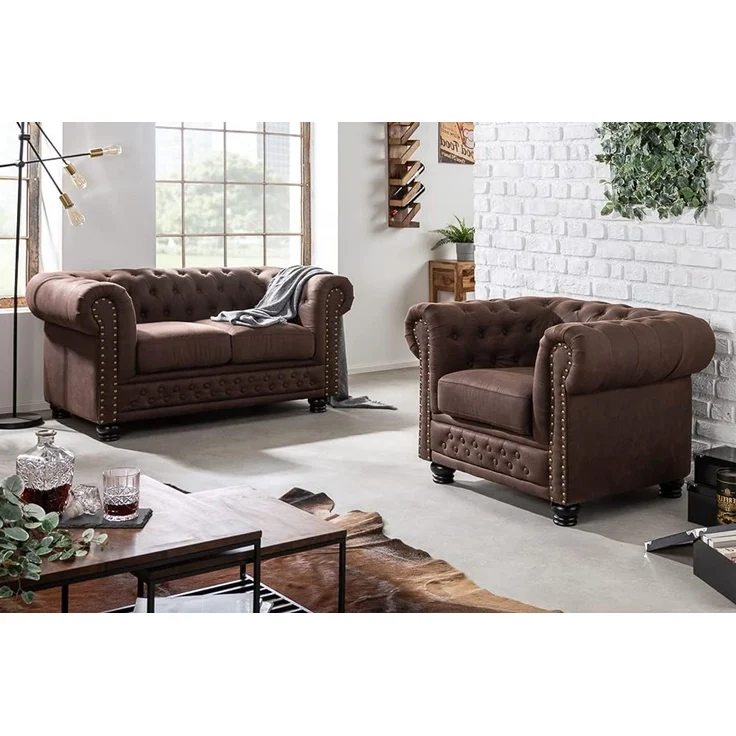 riess-ambiente Sessel CHESTERFIELD 110cm vintage braun (Einzelartikel, 1-St), Wohnzimmer · Microfaser · mit Federkern · mit Armlehnen · Design – Bild 4