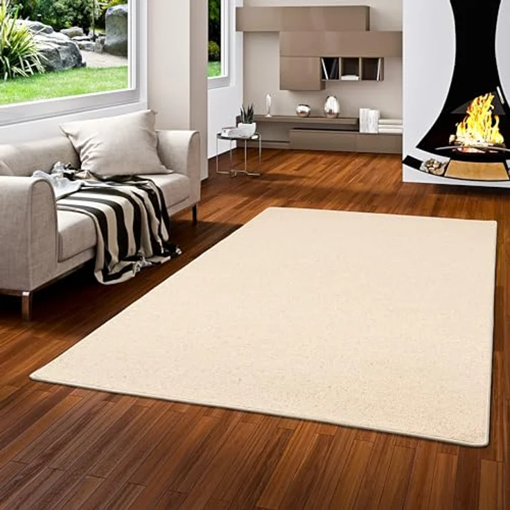 Snapstyle Berber Teppich Natur, Beige, aus feinster Schurwolle, rechteckig 160x200 cm, schadstoffgeprüft, für Fußbodenheizung geeignet – Bild 1