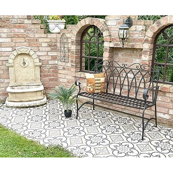 DanDiBo Gartenbank Metall 2 Sitzer Wetterfest Sitzbank Garten Bank Antik 18940 Dunkelbraun Metallbank 120 cm Eisenbank – Bild 6