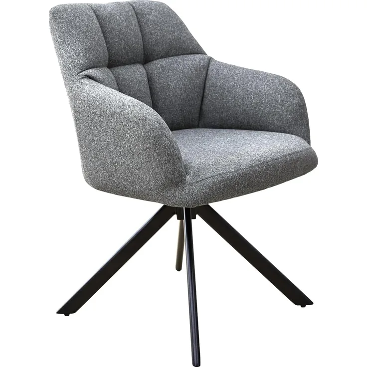 SVITA Esszimmerstuhl SORA, 360° drehbar, dick gepolstert, Stahlbeine, Stoffbezug, Grau