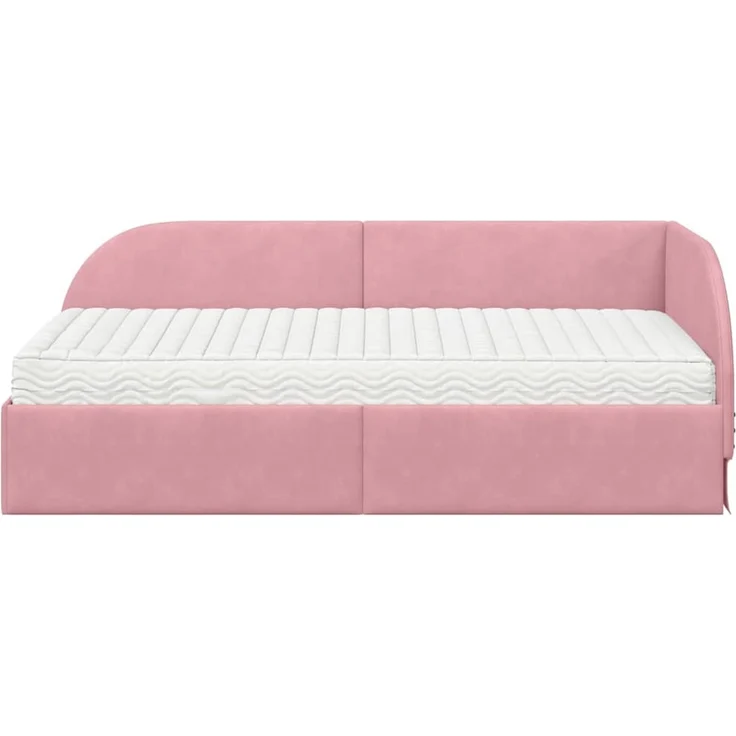 vidaXL Eckbettgestell mit Matratze 2 stk. Rosa 100 x 200 cm Samt 3394207 – Bild 5