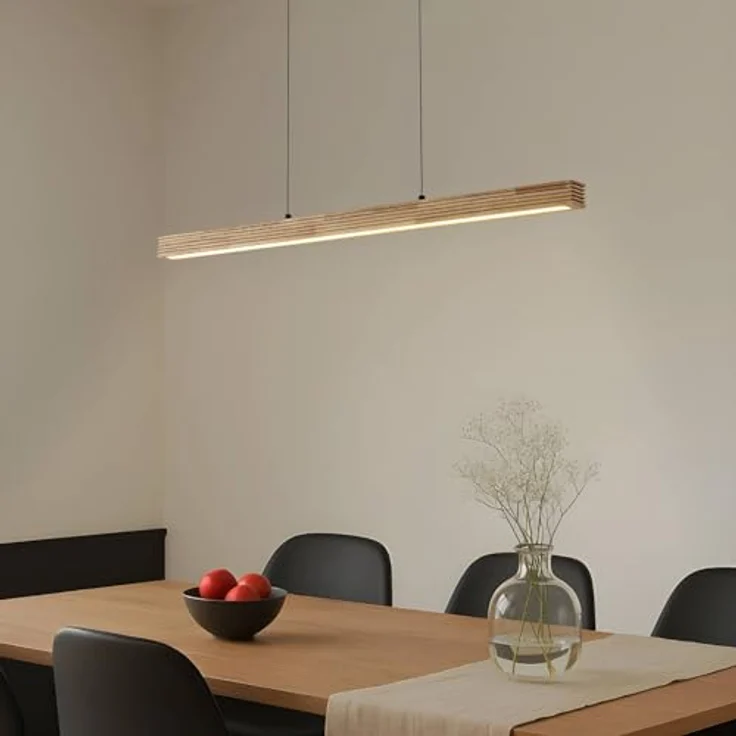 Lucande LED Pendelleuchte Emara, dimmbar, aus Holz, 1-flammig, moderne Hängeleuchte für Esszimmer und Wohnzimmer – Bild 3