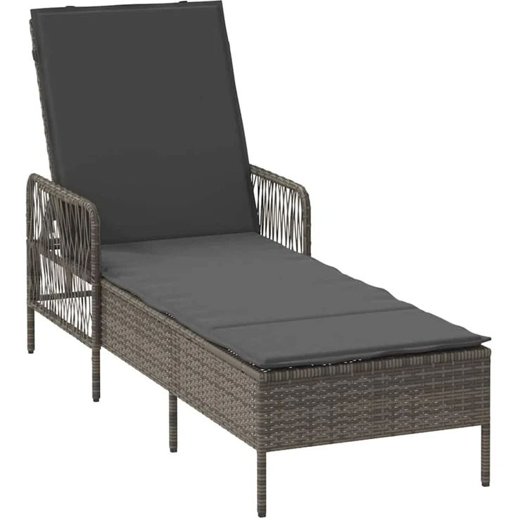 vidaXL Sonnenliege mit Kissen 3 pcs Grau und Dunkelgrau Poly-Rattan 365434 – Bild 3