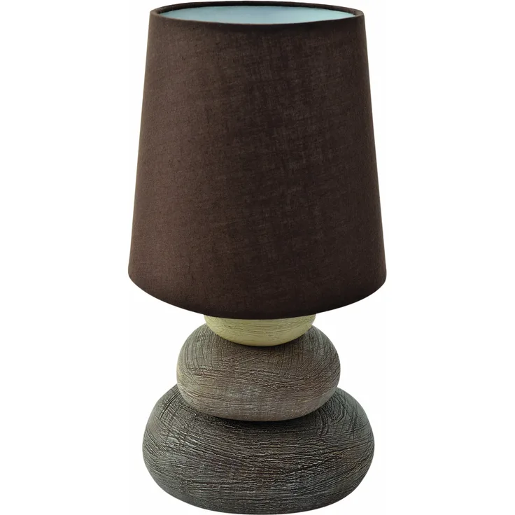 Näve Stoney 3045214 Stoff-Tischleuchte, braun, E14 Fassung, 31 cm hoch, Kippschalter