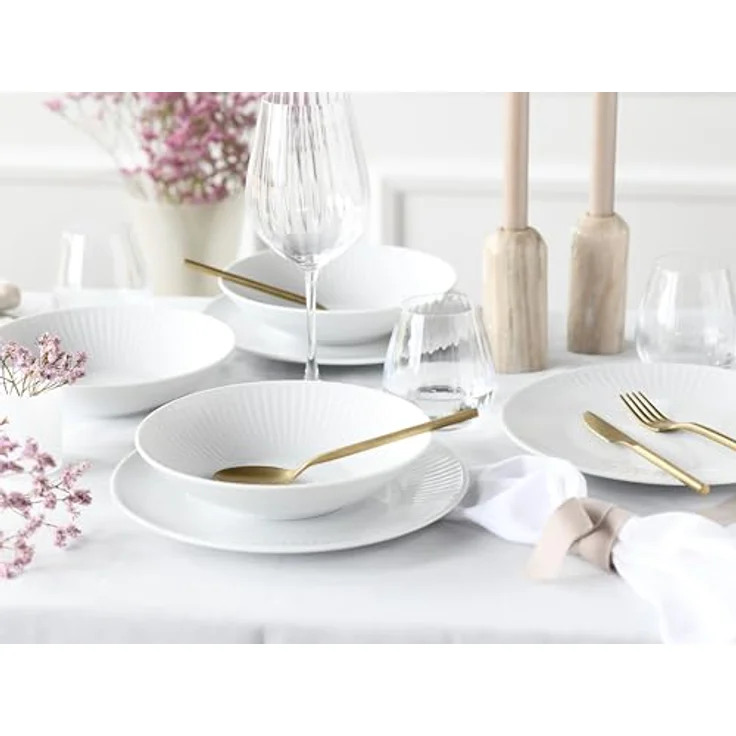 Creatable Tafelservice Valencia, 18-teiliges Geschirrset aus lebensmittelechter Keramik, Weiß – Bild 4