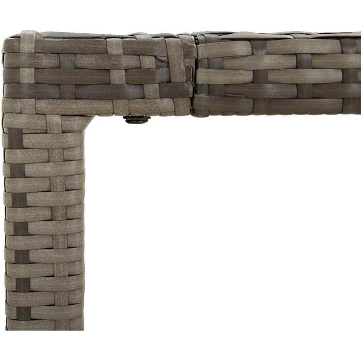 Gartentisch, Balkontisch mit Holzplatte Grau 190 x 90 x 75 cm Poly Rattan – Bild 6