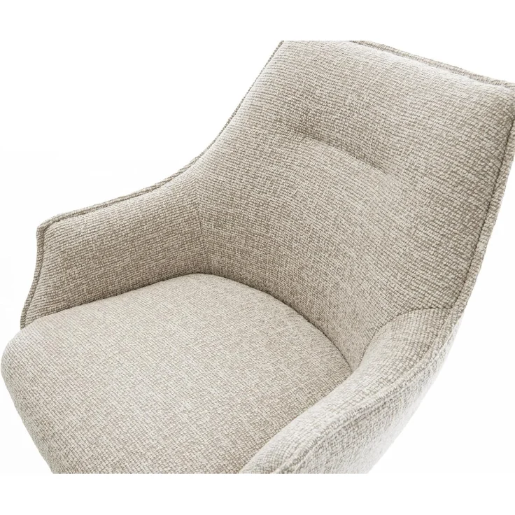 Barstuhl Alja-Flex Webstoff Soft Beige Drehfuß höhenverstellbar Metall Titanfarben Taschenfederkern – Bild 6