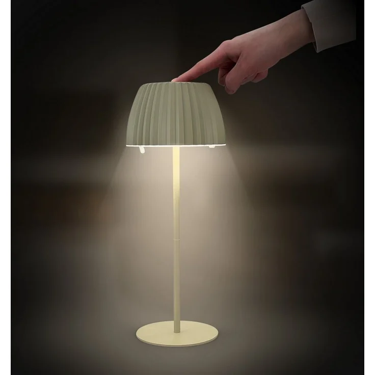 BRILONER - Riffle LED Tischlampe kabellos IP44 mit Lichtkante, 14,5x36,5 cm, Touchdimmer, Akku tauschbar, Nachttischlampe, Leselampe, Akku Lampe, German Design Award Winner 2025, Pastellgrün – Bild 4