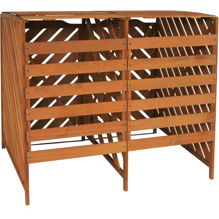 XL 2er-/4er-Mülltonnenverkleidung HWC-J44, Mülltonnenbox, erweiterbar 121x133x98cm Holz MVG-zertifiziert ~ braun – Bild 7