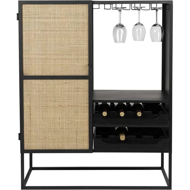 Weinschrank Weinregal GUUJI LOW mit Rattantüre