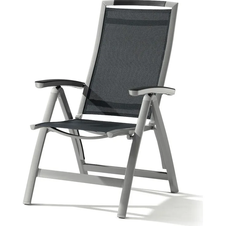 Sieger Trento Klappsessel mit Polyesterbeschichtung, Aluminium Graphit 64 x 113 x 74 cm