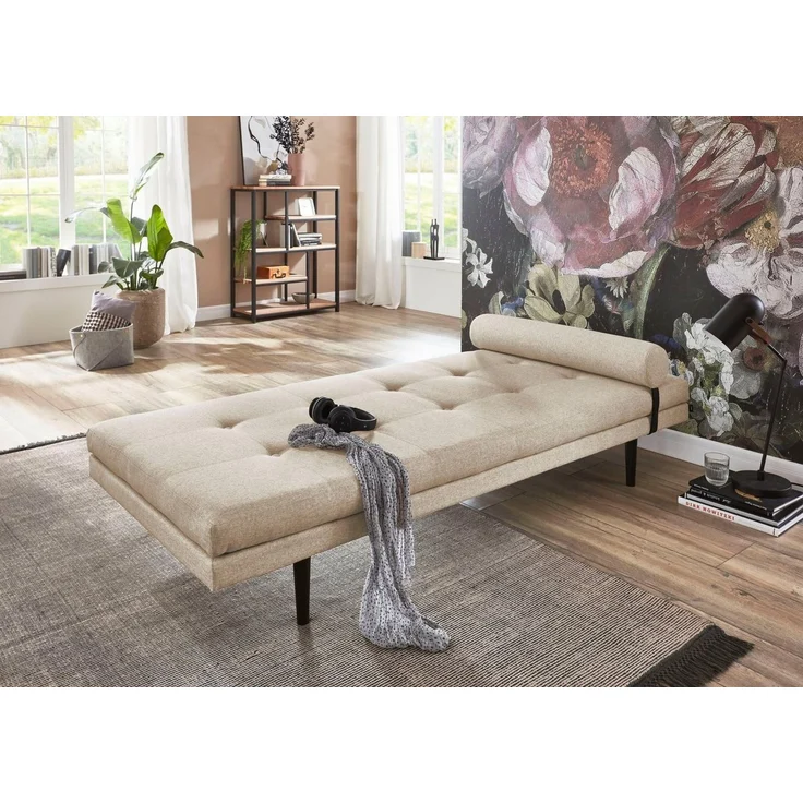 ATLANTIC home collection Polsterliege Bergen mit Kissenrolle, 85/200cm, Creme – Bild 5