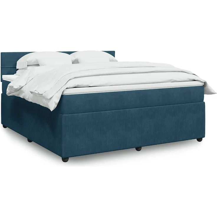 vidaXL Boxspringbett mit Matratze Blau 180x200 cm Samt 3287810 – Bild 1