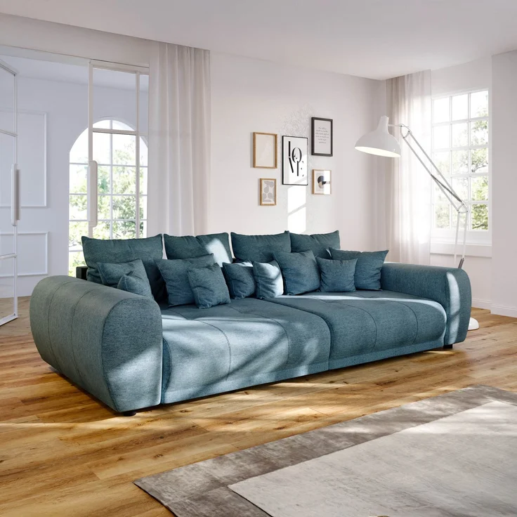 Bigsofa Geflechtstoff 310x135x86 blau MIRELLA – Bild 3