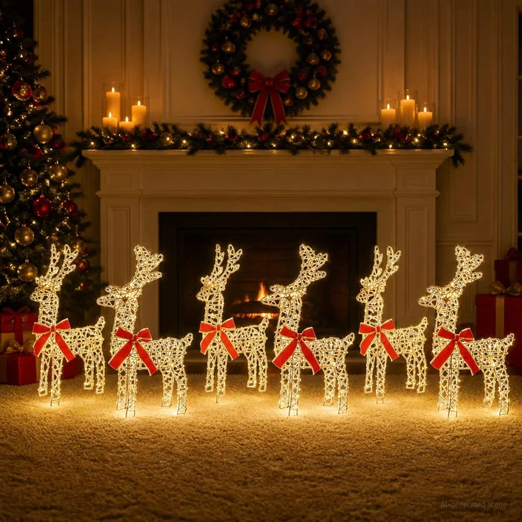 vidaXL Weihnachtsrentier 6 stk. 540 LEDs Warmes Weiß 3469684 – Bild 3