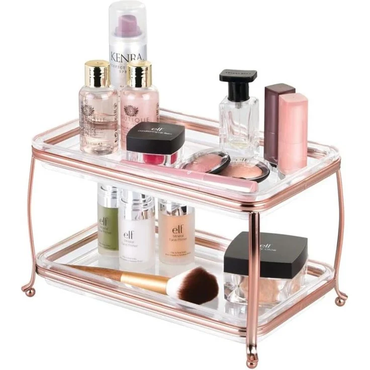 Schminkaufbewahrung Kosmetik Organizer 2 Etagen mDesign transparent/rosegold – Bild 3