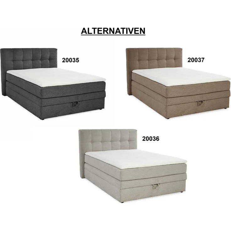 Boxspringbett 140x200 cm H3 Federkernmatratze Bonell Topper, Cord in Beige Grau – Bild 10