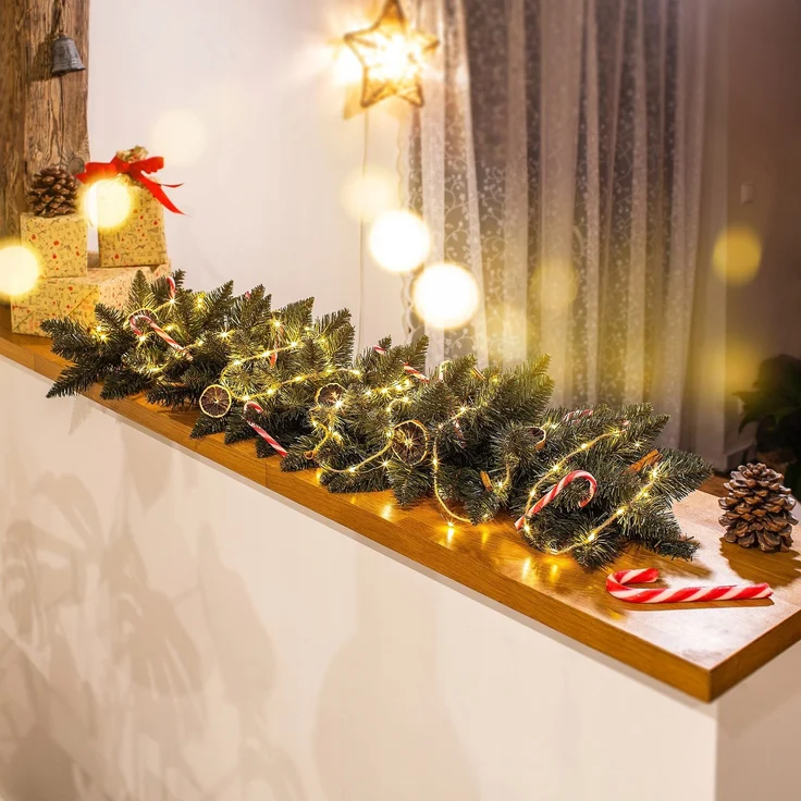 KADAX Weihnachtsbaumgirlande 112 cm grün dicht – Bild 3