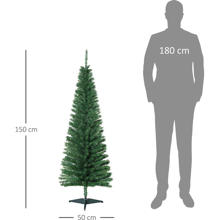 Rayofly-Schlanker künstlicher Weihnachtsbaum H150cm, 294 Zweige, Metallständer, grün – Bild 5