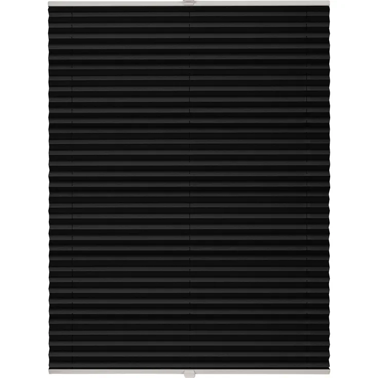 ondeco Plissee nach Maß für alle Fenster innen Montage in Glasleiste mit Spannschuh Sonnenschutz Rollo Sichtschutz Blickdicht - Schwarz - B): 91-100 cm, H): 101-150 cm