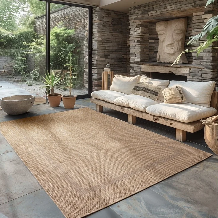 Carpettex Outdoorteppich Unicolor - Einfarbig, Läufer, Höhe: 5 mm, Teppich Wetterfest Balkon Küchenteppich Flachgewebe Sisaloptik – Bild 5