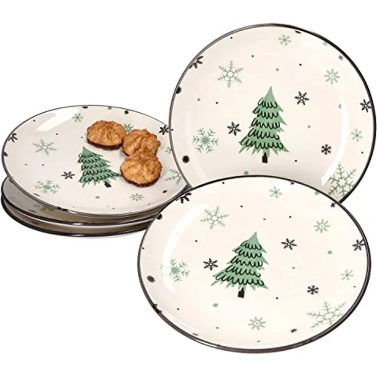 MamboCat Frühstücksteller 6er Set Kuchenteller Weihnachtsbaum 19cm - 23105706 – Bild 1